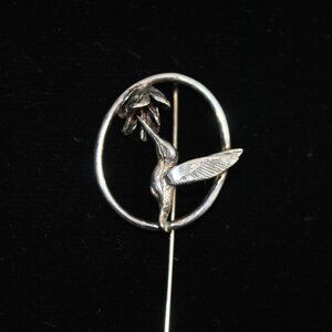Vintage Sterling Silver Hummingbird Stick / Lapel Pin 925